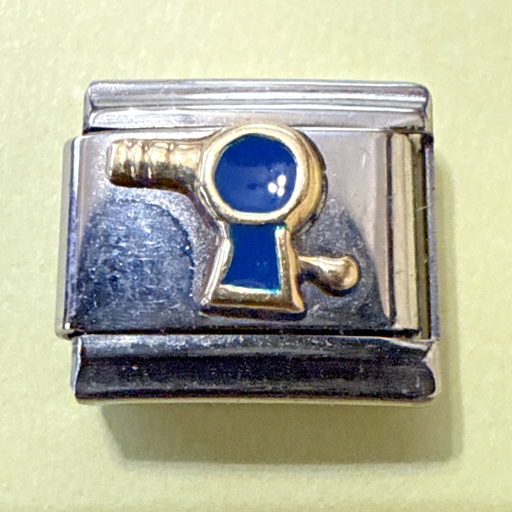 ReFlorence Italian Charm Unisex 9mm Silver Blue Gold New Modular Link
